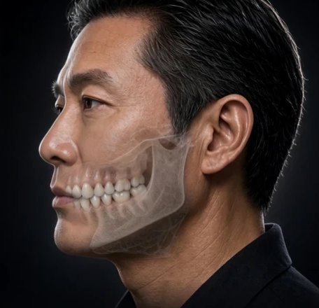 치아가 회복되어 입가가 자연스러워진 옆모습