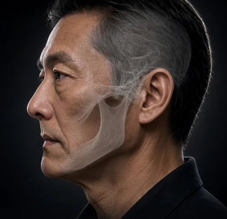 잇몸뼈가 줄어 입가가 꺼진 옆모습